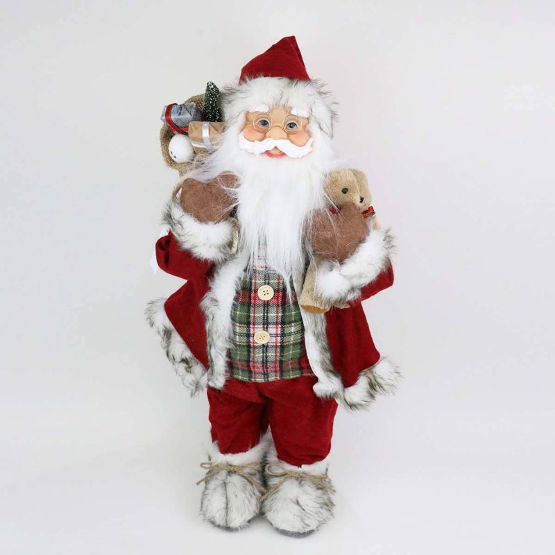 60cm Standing Santa with Bag and Bear