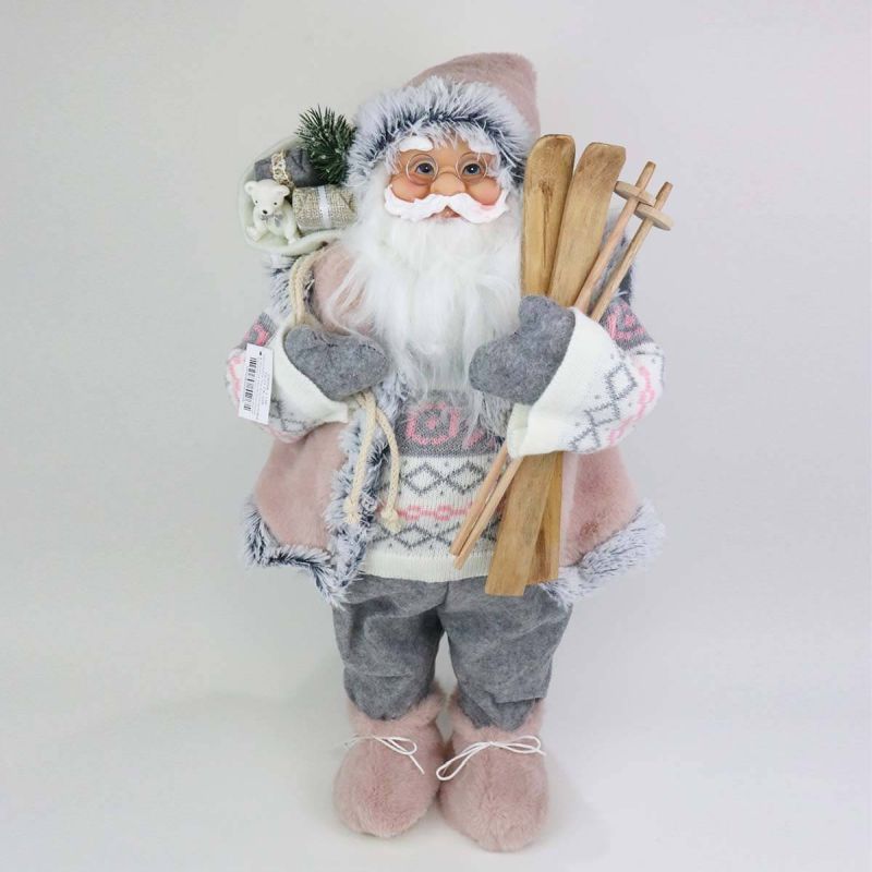 60cm Standing Santa with Bag and Skis