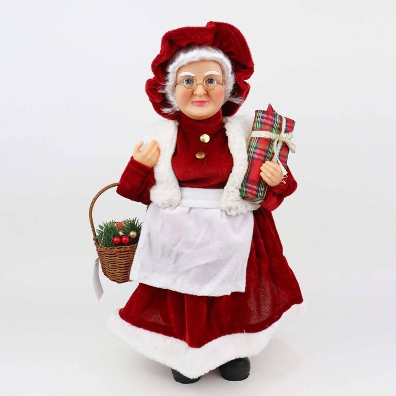 41cm Standing Mrs Claus with Basket and Blanket