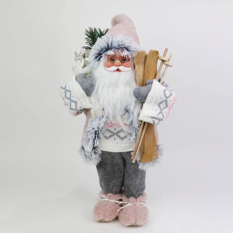 41cm Standing Santa with Bag and Skis